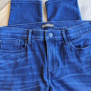 EXPRESS Dark Wash Navy Blue Denim Jeans Legging Mid-Rise, Size 10